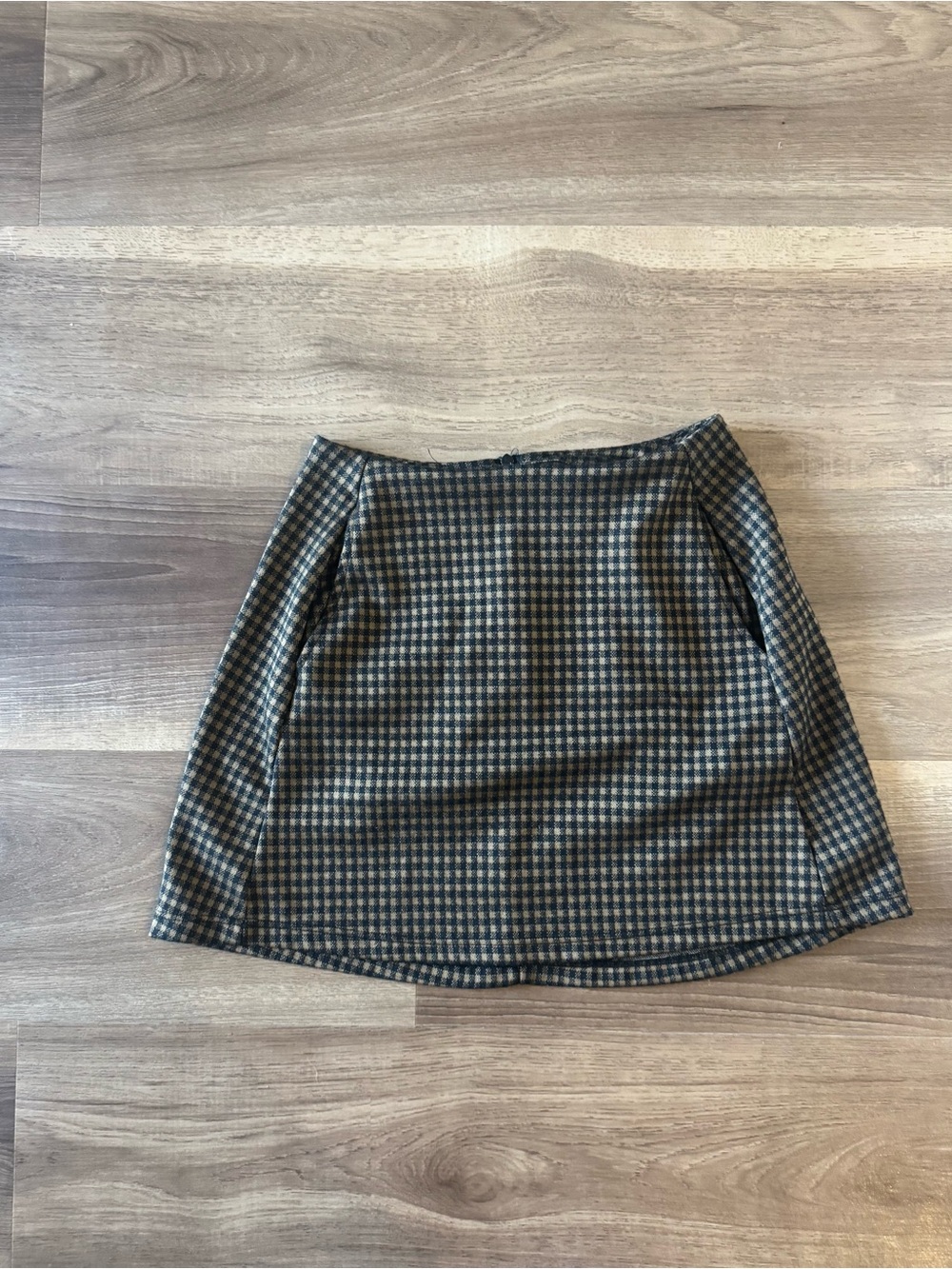 Altar'd State Brown and Black Checked A-Line Skirt